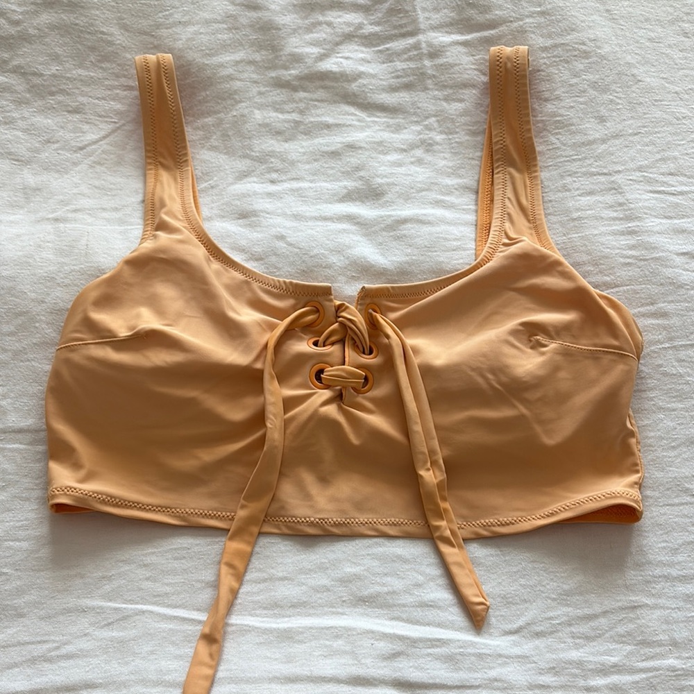 Lace-Up Dark Yellow Bikini Top